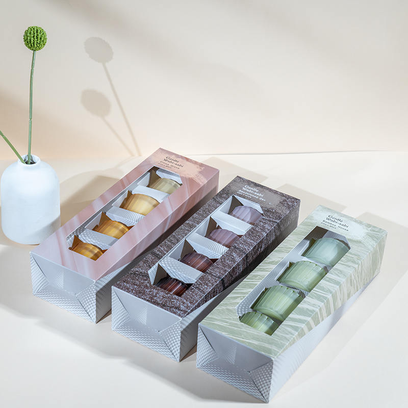 Bộ 4 cốc nến thủy tinh lùn nhỏ sọc dọc