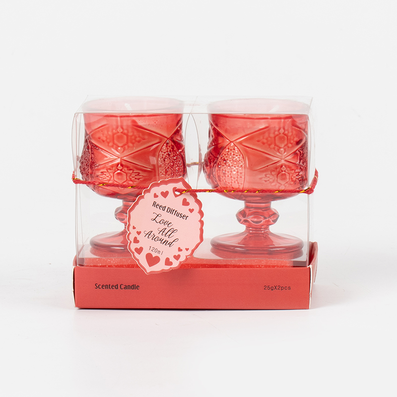 Nến thơm cốc phong cách cổ điển Valentine 2PCS-nhà sản xuất bộ nến sáp đậu nành sinh thái ogranic