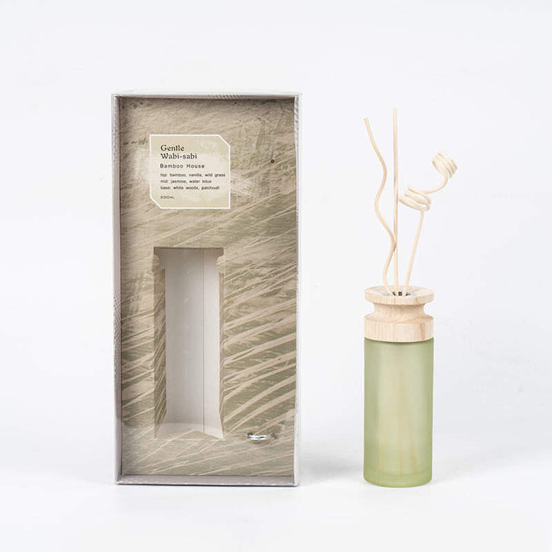 Bình thủy tinh hình trụ cao cấp Máy khuếch tán sậy cao cấp có thanh gỗ-nhà cung cấp máy khuếch tán hương thơm