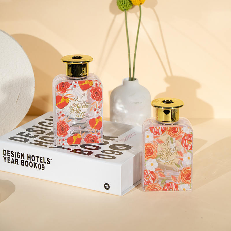 Chai thủy tinh vuông cao Valentine khuếch tán tinh dầu-bộ sưu tập valentine tinh dầu cao cấp